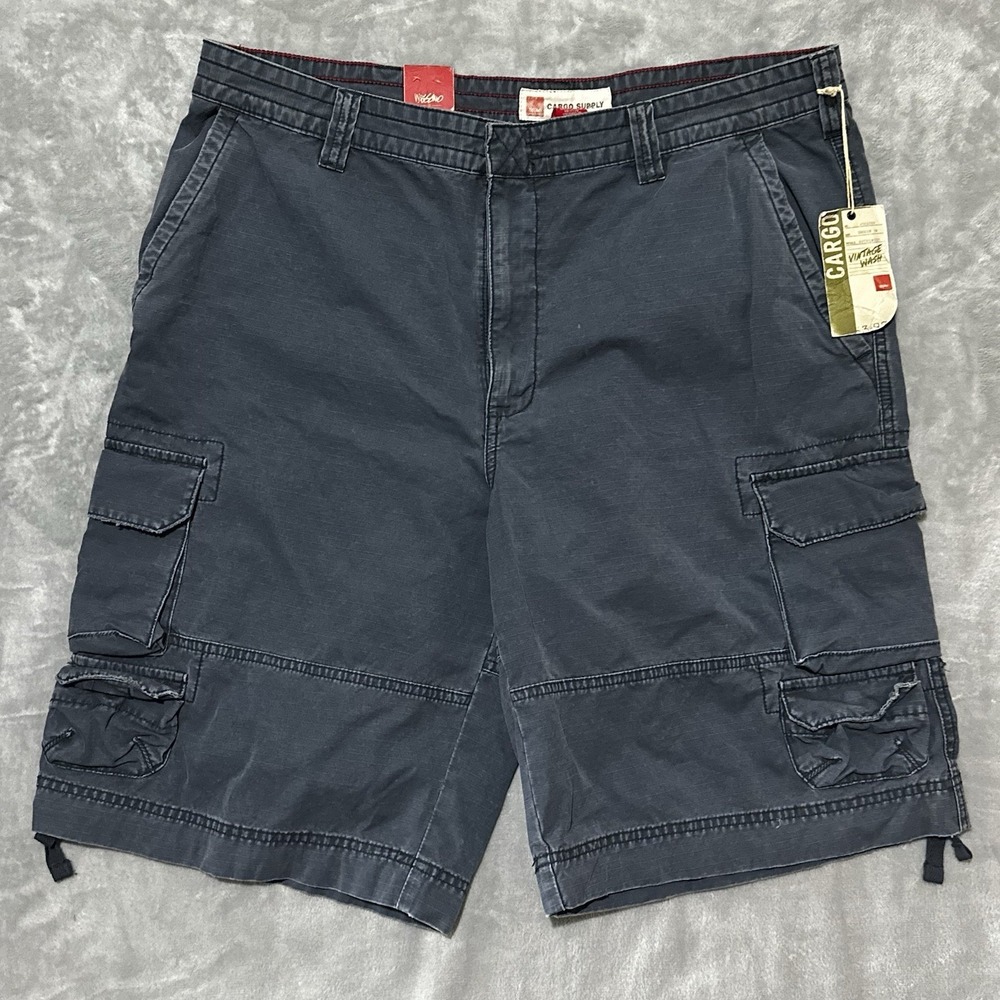 Vintage Mossimo Cargo Supply Shorts Men 38 Blue Baggy Skate Grunge Y2K NWT